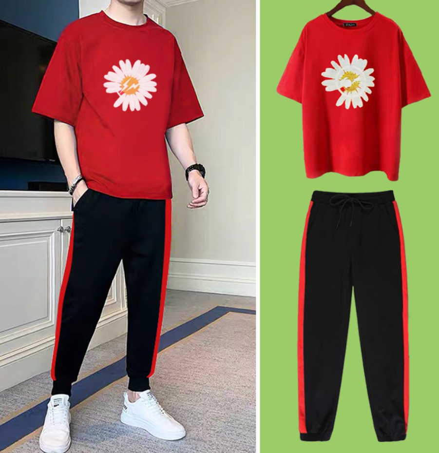 &Aacute;o thun tay lỡ nam kết hợp quần jogger