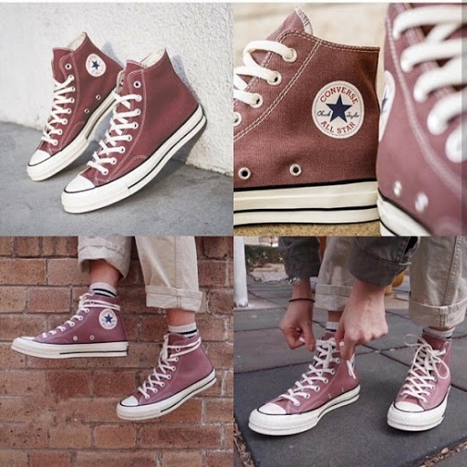 Converse hồng đất cổ cao phối đồ cá tính