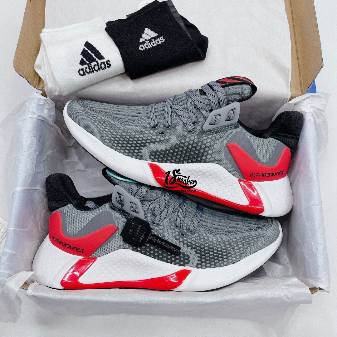 Adidas Alphabounce Instinct M Xám Đỏ Siêu Cấp