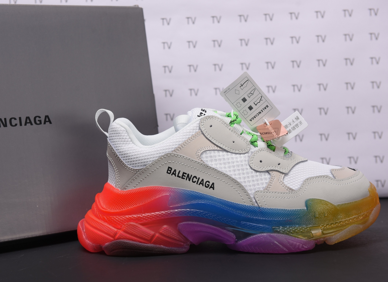 giày balenciaga trips rainbow 7 màu chuần 100% rep 11