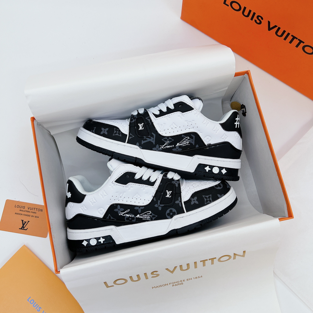 Giày Louis Vuitton Traniner Monogram Denim Black Siêu Cấp