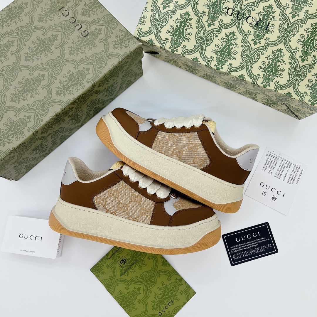 Giày Sneaker Gucci Screener Gg Brown Siêu Cấp