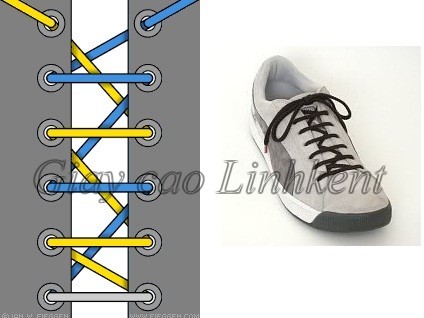 Kiểu thắt dây giày vắt ngang Châu Âu