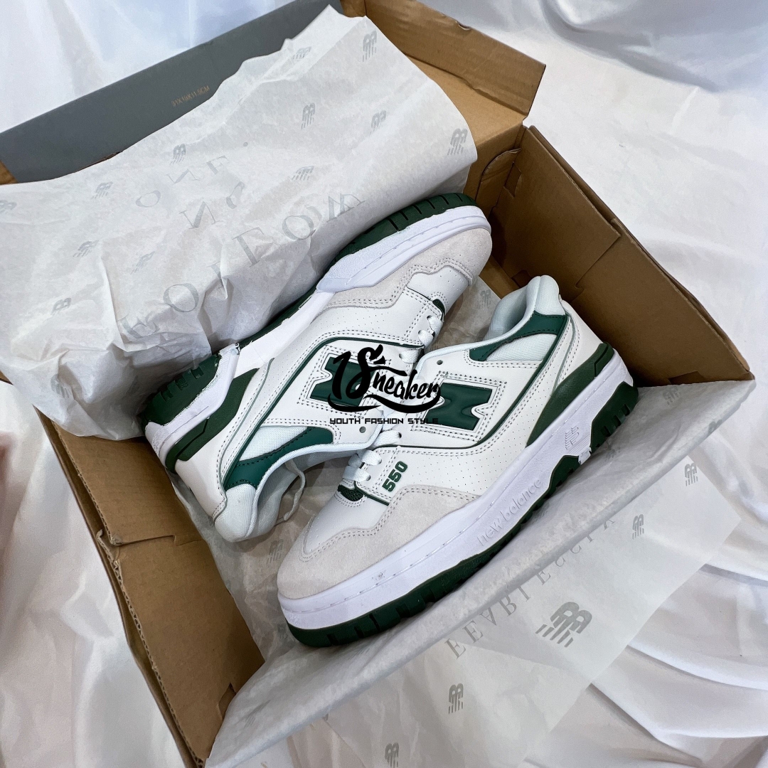 new balance 550 white green đẹp, phối được nhiều bộ đồ khác nhau