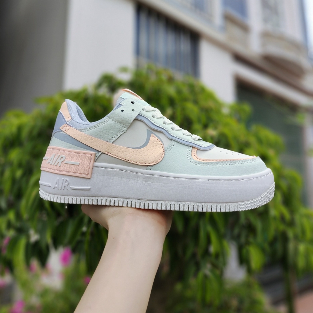 nike air Force 1 shadow barely green crimson tint