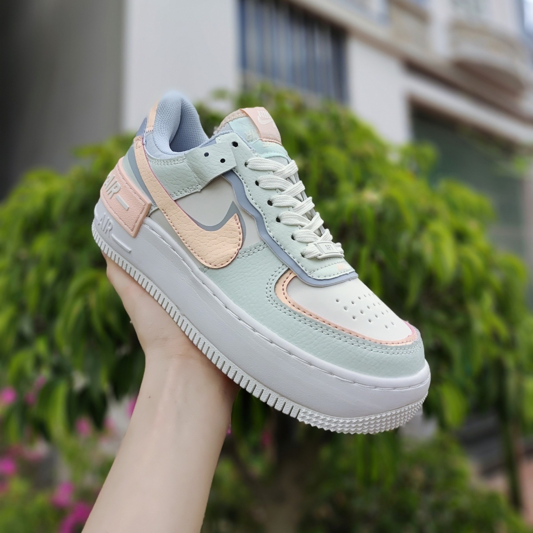 nike air Force 1 shadow barely green crimson tint
