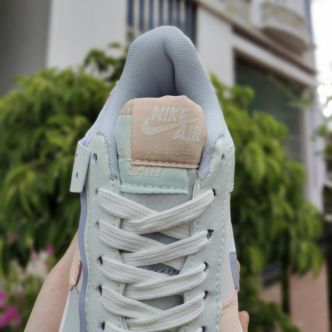 nike air Force 1 shadow barely green crimson tint