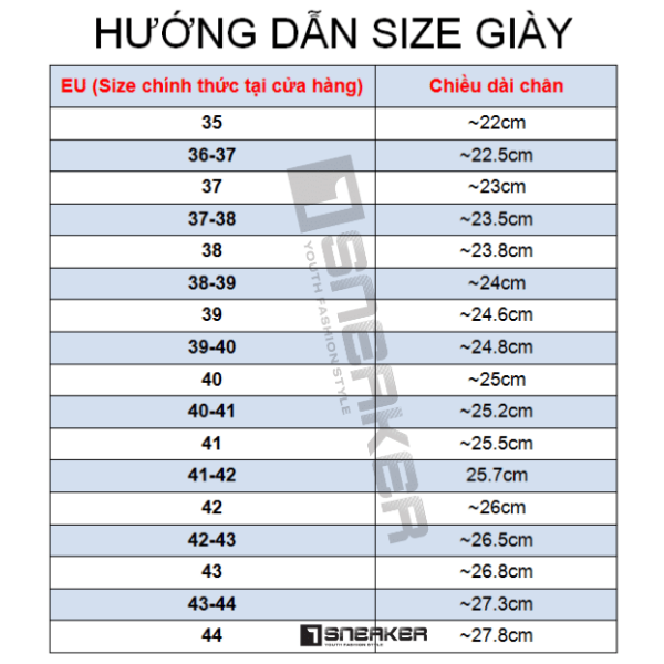 bảng đo size giày